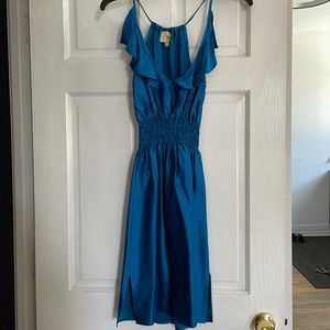 Blue silk dress